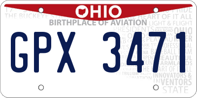 OH license plate GPX3471
