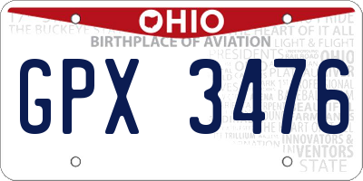 OH license plate GPX3476