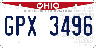 OH license plate GPX3496