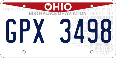 OH license plate GPX3498