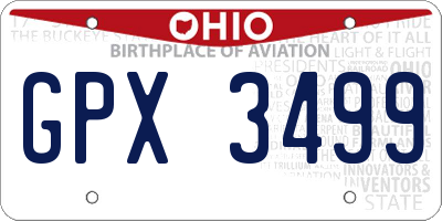 OH license plate GPX3499