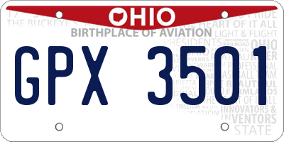OH license plate GPX3501