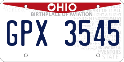 OH license plate GPX3545