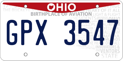 OH license plate GPX3547