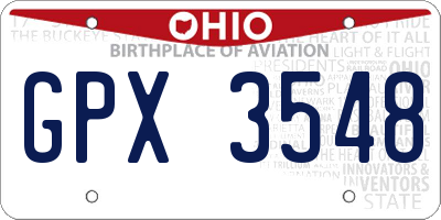 OH license plate GPX3548