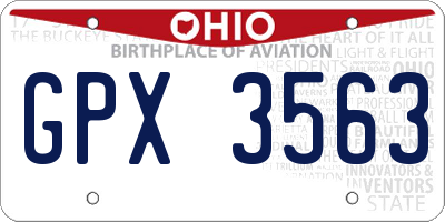 OH license plate GPX3563