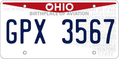 OH license plate GPX3567