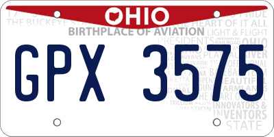 OH license plate GPX3575