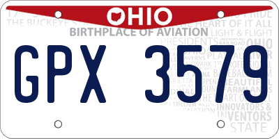 OH license plate GPX3579