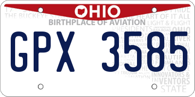 OH license plate GPX3585