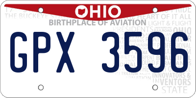 OH license plate GPX3596