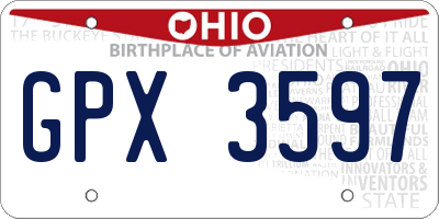 OH license plate GPX3597