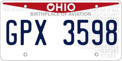 OH license plate GPX3598