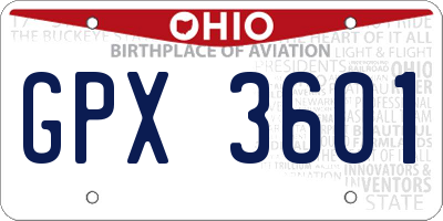 OH license plate GPX3601