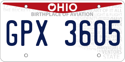 OH license plate GPX3605