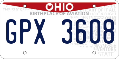 OH license plate GPX3608