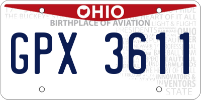 OH license plate GPX3611