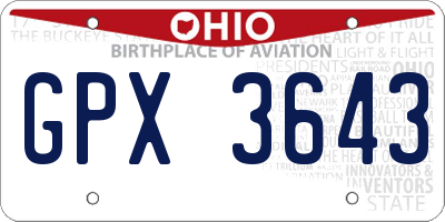OH license plate GPX3643