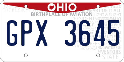 OH license plate GPX3645