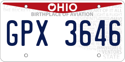 OH license plate GPX3646