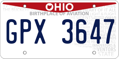 OH license plate GPX3647