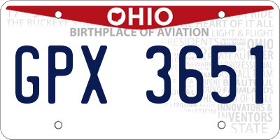 OH license plate GPX3651