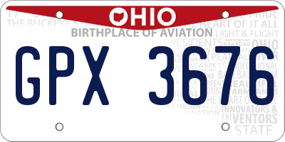 OH license plate GPX3676