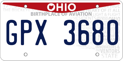 OH license plate GPX3680