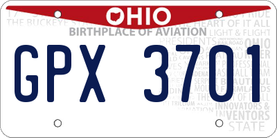 OH license plate GPX3701