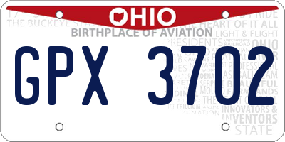 OH license plate GPX3702