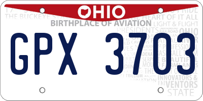 OH license plate GPX3703