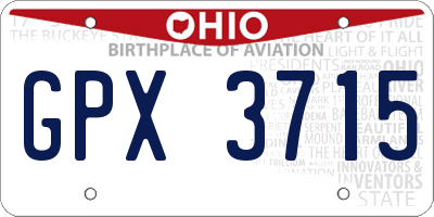 OH license plate GPX3715
