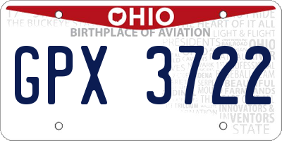 OH license plate GPX3722