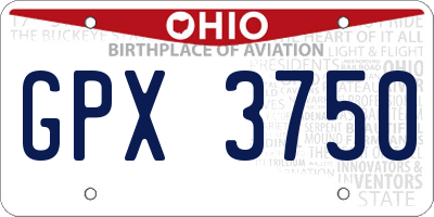 OH license plate GPX3750