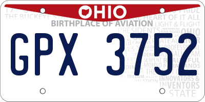 OH license plate GPX3752