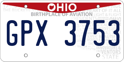 OH license plate GPX3753