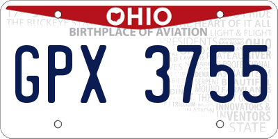 OH license plate GPX3755