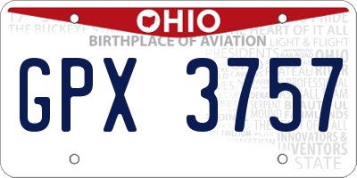 OH license plate GPX3757