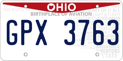 OH license plate GPX3763