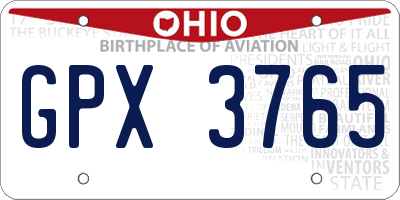 OH license plate GPX3765