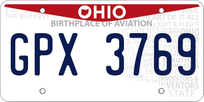 OH license plate GPX3769