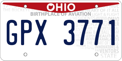 OH license plate GPX3771