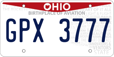 OH license plate GPX3777