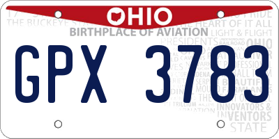 OH license plate GPX3783