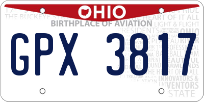 OH license plate GPX3817