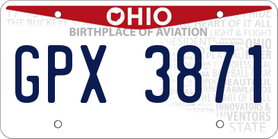 OH license plate GPX3871