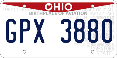 OH license plate GPX3880