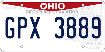 OH license plate GPX3889