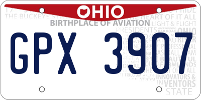 OH license plate GPX3907