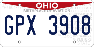 OH license plate GPX3908